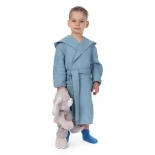 Халат вафельный детский Радость с капюшоном (ушки) Халат вафельный детский Радость с капюшоном (ушки)