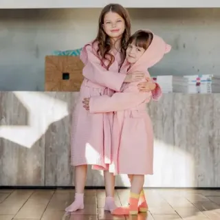 Халат вафельный детский Радость с капюшоном (ушки) Халат вафельный детский Радость с капюшоном (ушки)