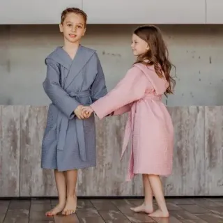 Халат вафельный детский Радость с капюшоном Халат вафельный детский Радость с капюшоном