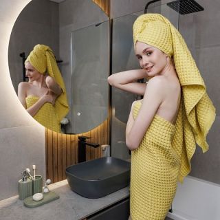 Cleanelly – Полотенце рельефное Gioia di vivere с петелькой, желтый Cleanelly – Полотенце рельефное Gioia di vivere с петелькой, желтый