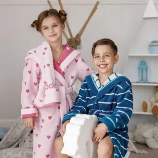 Халат махровый детский Счастливый ребенок с капюшоном Халат махровый детский Счастливый ребенок с капюшоном