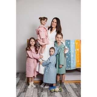 Халат вафельный детский Радость с капюшоном (ушки) Халат вафельный детский Радость с капюшоном (ушки)