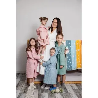 Халат вафельный детский Радость с капюшоном Халат вафельный детский Радость с капюшоном