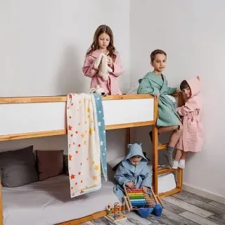 Халат вафельный детский Радость с капюшоном Халат вафельный детский Радость с капюшоном