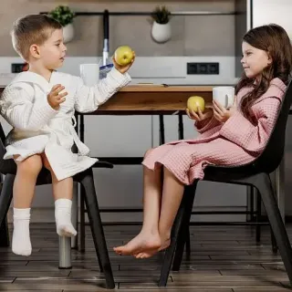 Халат вафельный детский Радость с капюшоном Халат вафельный детский Радость с капюшоном