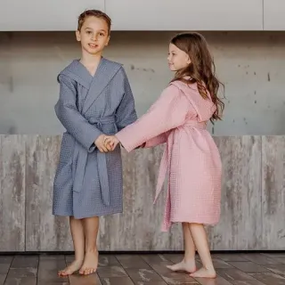 Халат вафельный детский Радость с капюшоном Халат вафельный детский Радость с капюшоном