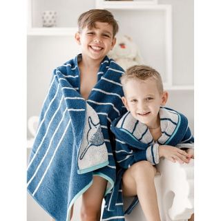 Халат махровый детский Морское приключение с капюшоном Халат махровый детский Морское приключение с капюшоном