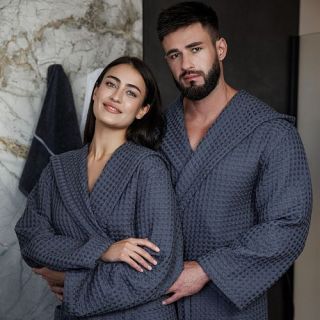 Халат вафельный Основа комфорта универсальный с капюшоном (рельефный) Халат вафельный Основа комфорта универсальный с капюшоном (рельефный)