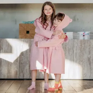 Халат вафельный детский Радость с капюшоном Халат вафельный детский Радость с капюшоном