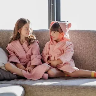 Халат вафельный детский Радость с капюшоном (ушки) Халат вафельный детский Радость с капюшоном (ушки)