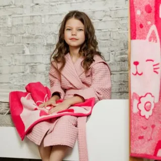 Халат вафельный детский Радость с капюшоном Халат вафельный детский Радость с капюшоном