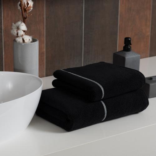 Cleanelly – Полотенце махровое Base del comfort с петелькой, чёрный